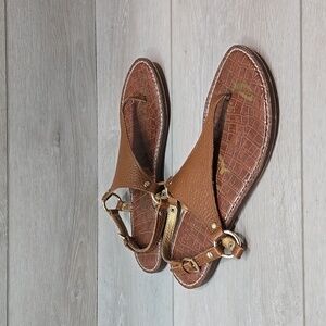 Sam Edelman Womens Greta T strap Leather Sandals Flats shoes sz 8M